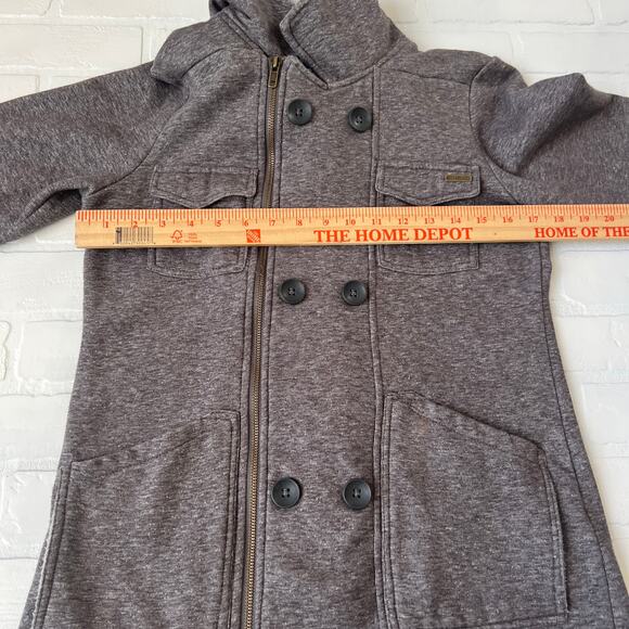 Billabong Grey Hoodie Double Breasted Button Side Zip 4 Pockets Jacket -M - Picture 5 of 5
